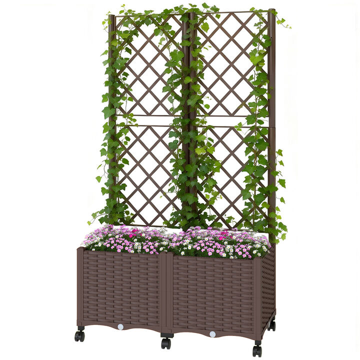 Hivvago Mobile Self-Watering Raised Planter with Trellis