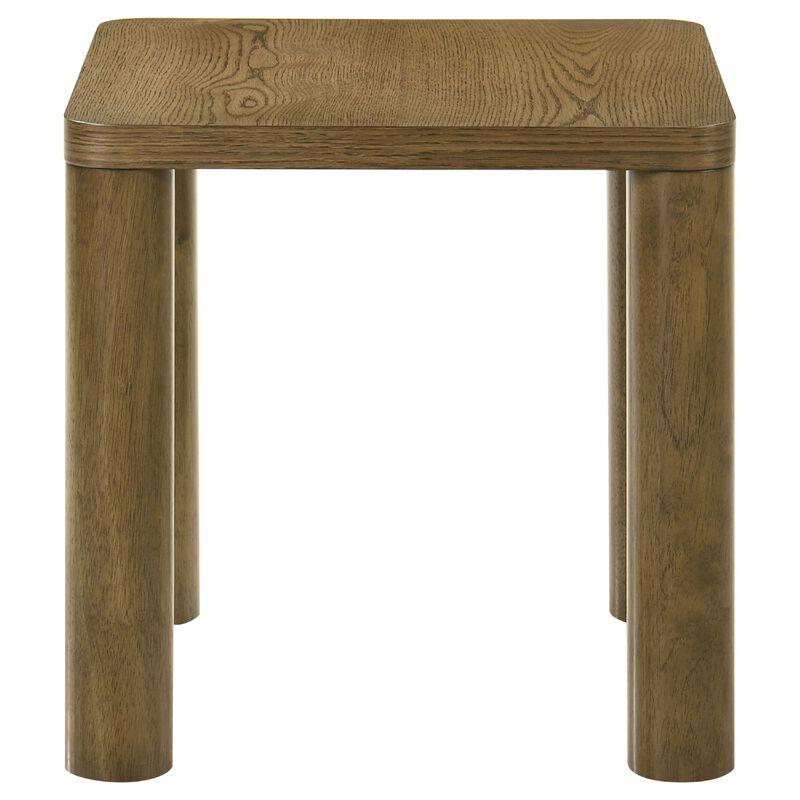 Givy Square Accent Side End Table, Pillar-Style Legs, Brown Oak 22 Inch image number 4