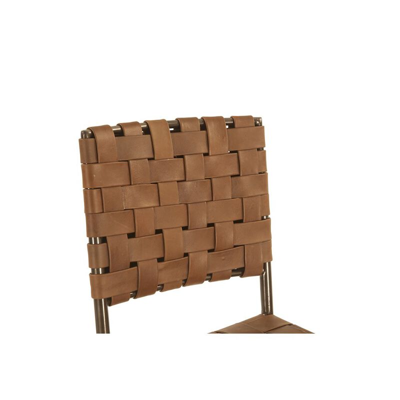 World Interiors Lund 17" Counter Chair in Tobacco Buffalo Leather with Iron image number 5