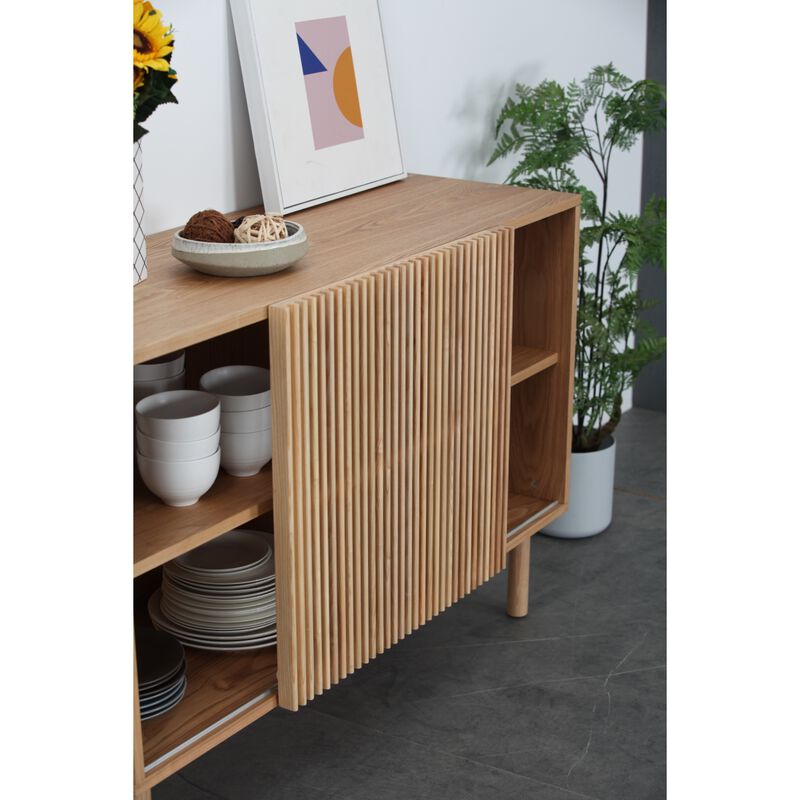 Modern Sideboard with 4 Cabinet, Storage Cabinet, TV Stand, Anti-Topple Design, and Large Countertop