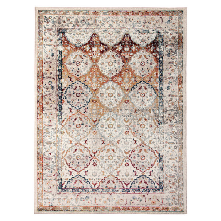HomeRoots Floral Medallion Power Loom Area Rug