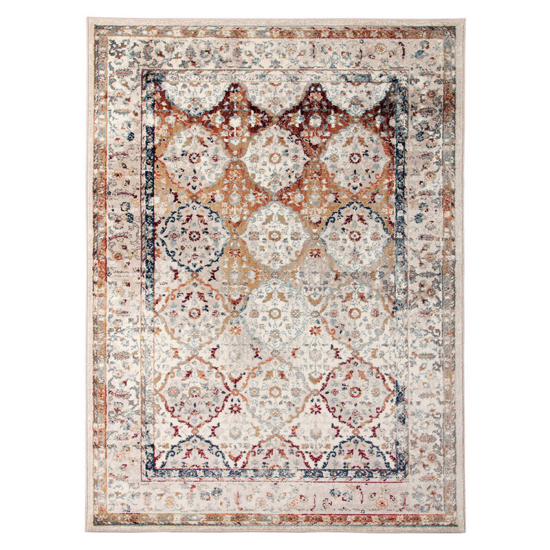 2 x 3 Beige Floral Medallion Power Loom Area Rug image number 0
