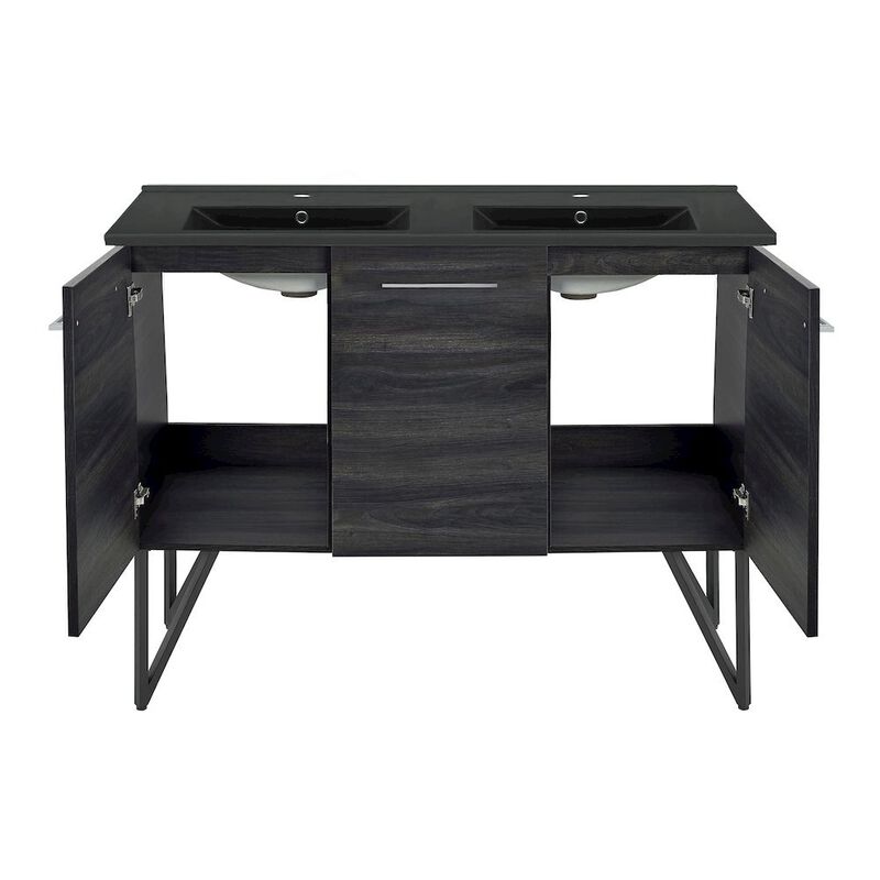 48 in. Black Walnut, Double Basin Bathroom Vanity with Ceramic Sink Top image number 4