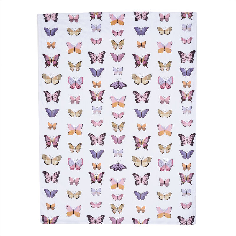 Lambs & Ivy Butterfly Dreams Ultra-Soft Fleece/Faux Shearling Baby Blanket