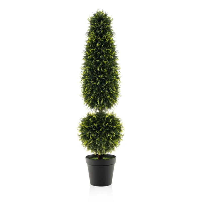Hivvago 4 Feet Artificial Boxwood Topiary Tree with Natural Vines and PE Leaves