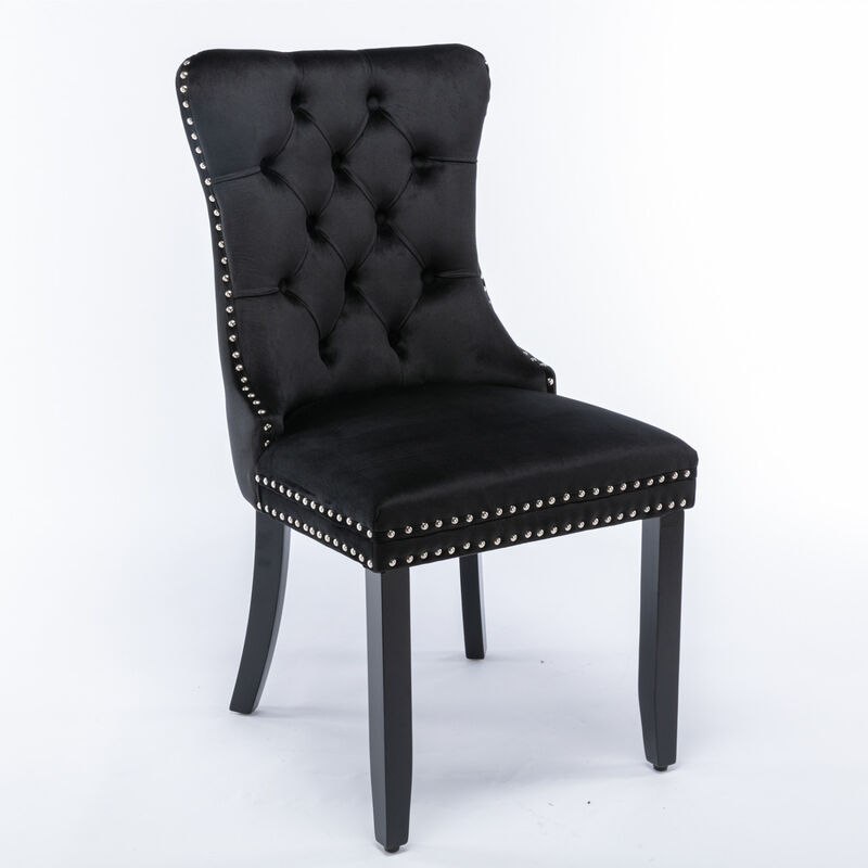 Streamdale Contemporary Velvet Dining Chairs, Black, 2-Pcs Set image number 3