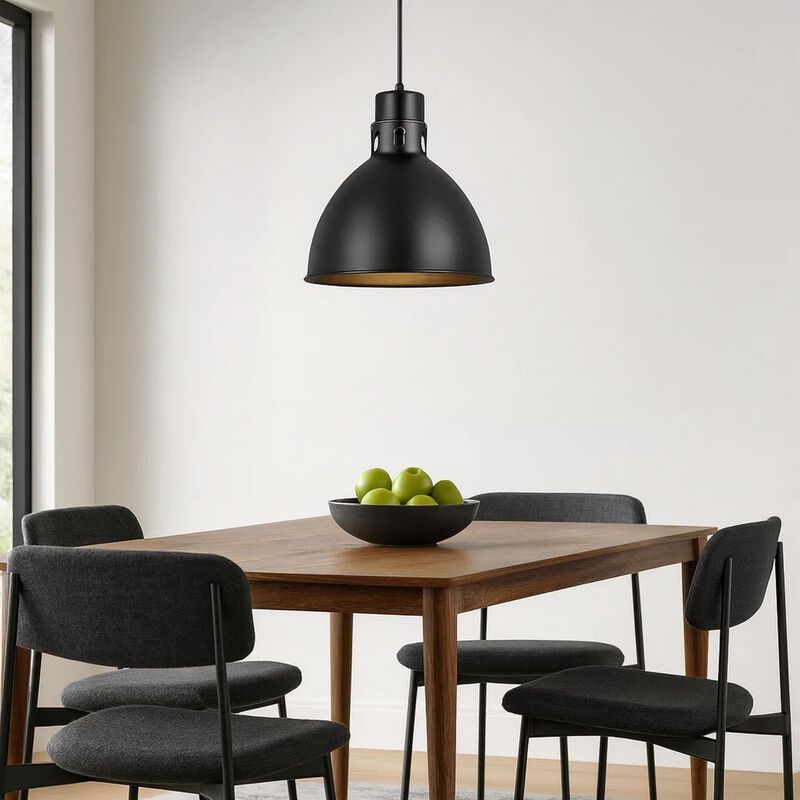 Nico 10 Inch Modern Pendant Light with Bronze Metal Shade, Clean Silhouette-Benzara image number 6