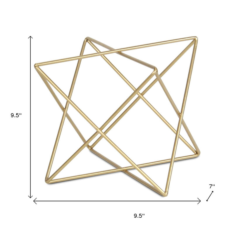HomeRoots 7" Gold Metal Open Geometric Tabletop Sculpture image number 5