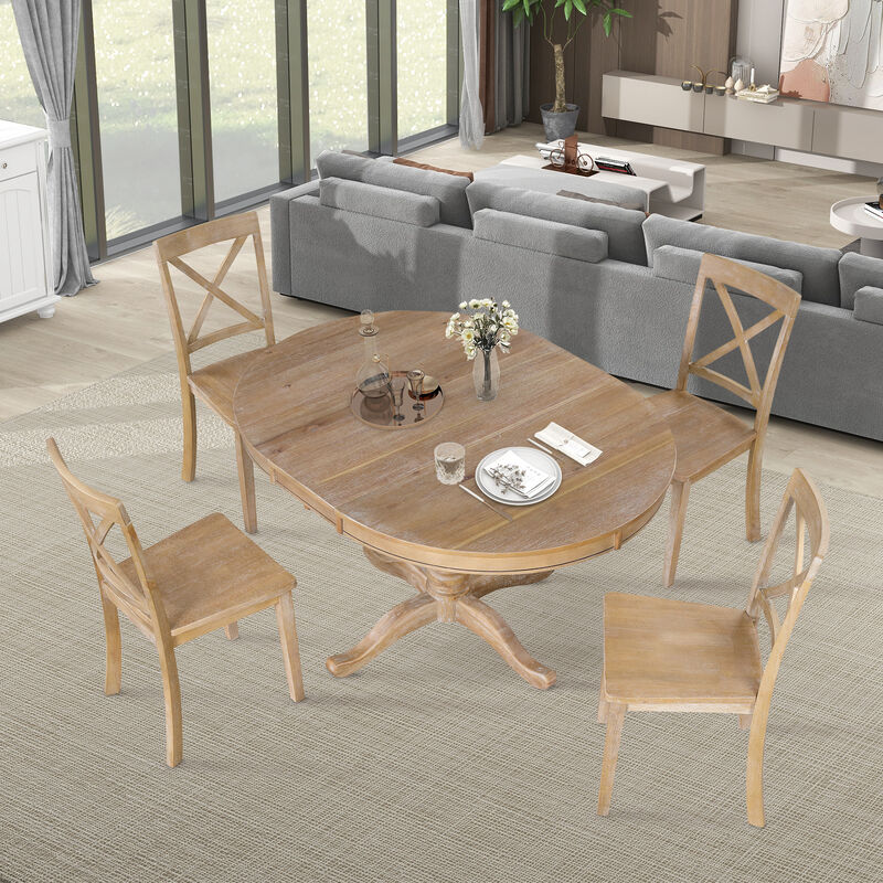 Merax Modern Dining  Extendable Table Chairs 5 Pieces Set