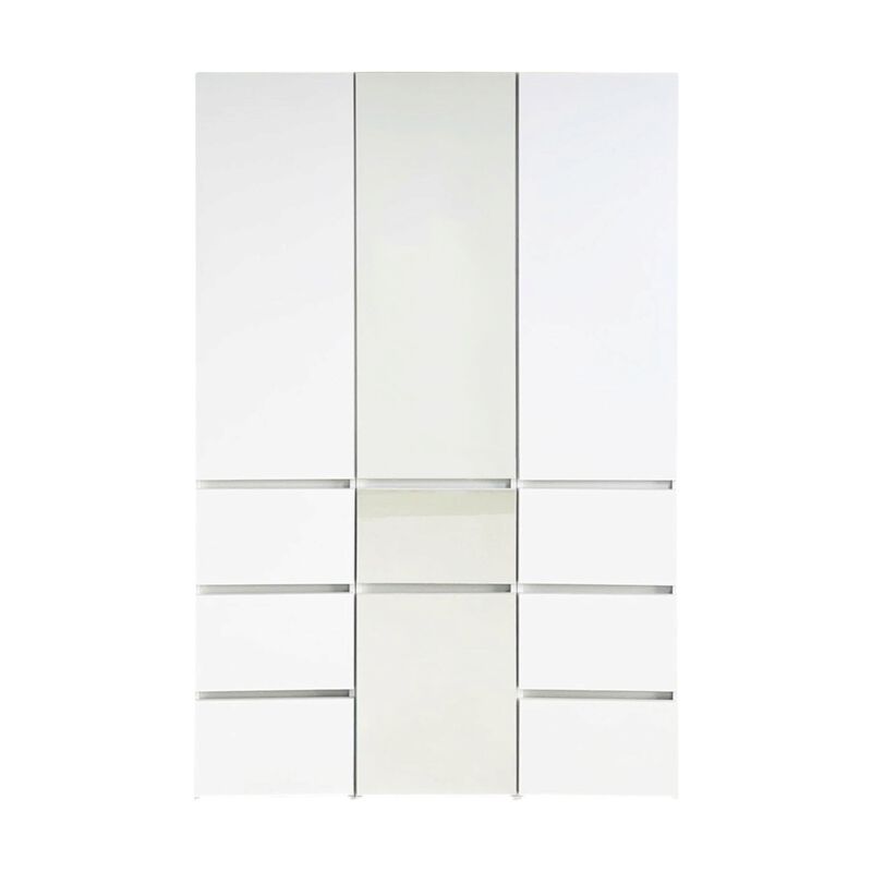 Ely Closet Cabinet Set, Center Mirror Front, 7 Drawers, 71 Inch, White