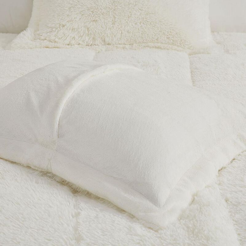 Belen Kox Shaggy Faux Fur Comforter Set - Ivory, Belen Kox