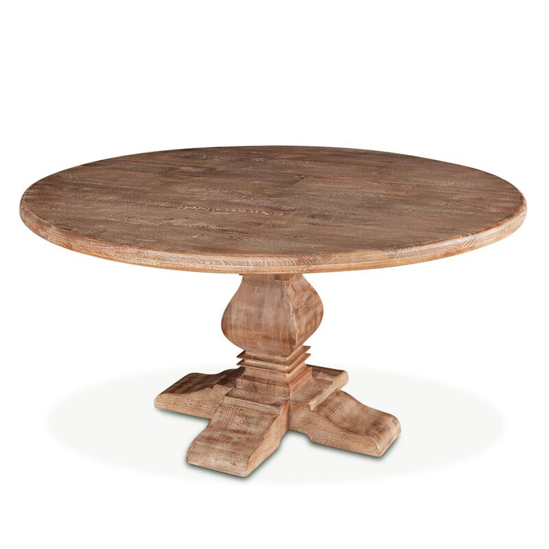 World Interiors Pengrove 60-Inch Round Mango Wood Dining Table in Antique Oak Finish