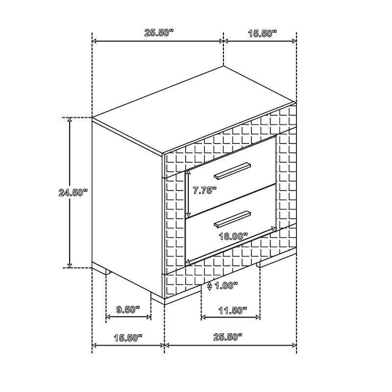 Ivon Nightstand, 2 Drawers, 26 Inch Modern Glossy White Solid Hardwood - Benzara