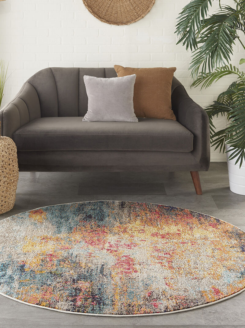 Celestial CES15 Multicolor 5'3" x Round Rug