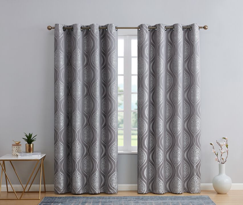THD Sophia 100% Full Complete Blackout Heavy Thermal Insulated Energy Saving Heat/Cold Blocking Grommet Curtain Drapery Panels for Bedroom & Living Room, Set of 2
