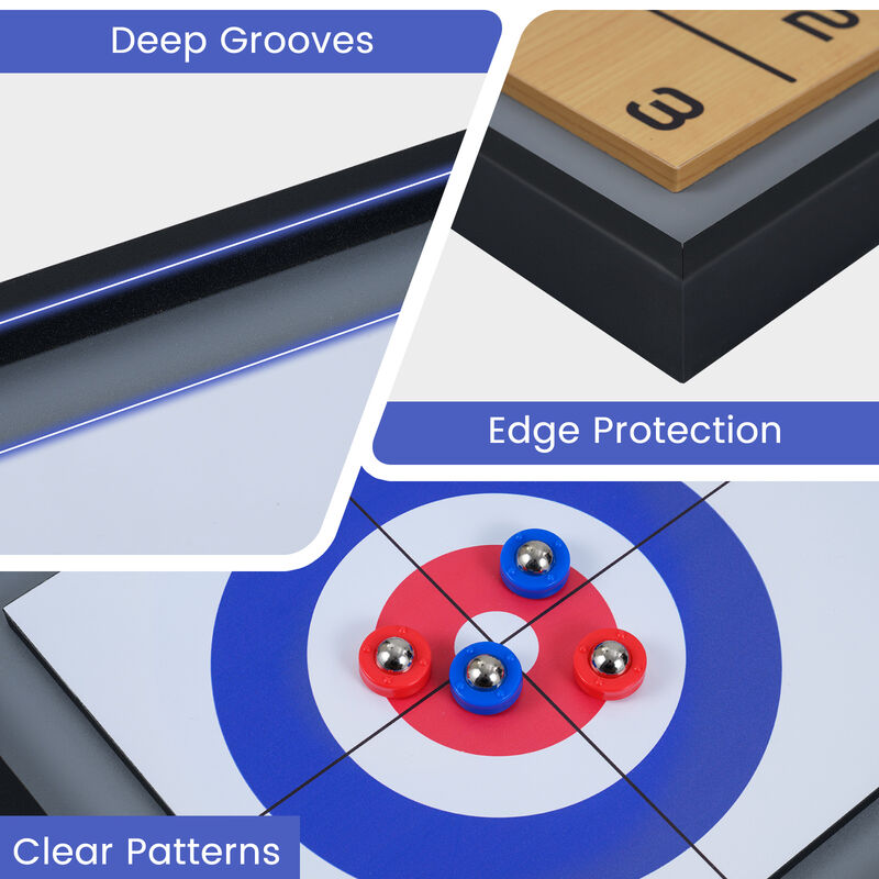 Portable 2 in 1 Shuffleboard and Curling Tabletop Game, Double Sided Board image number 7
