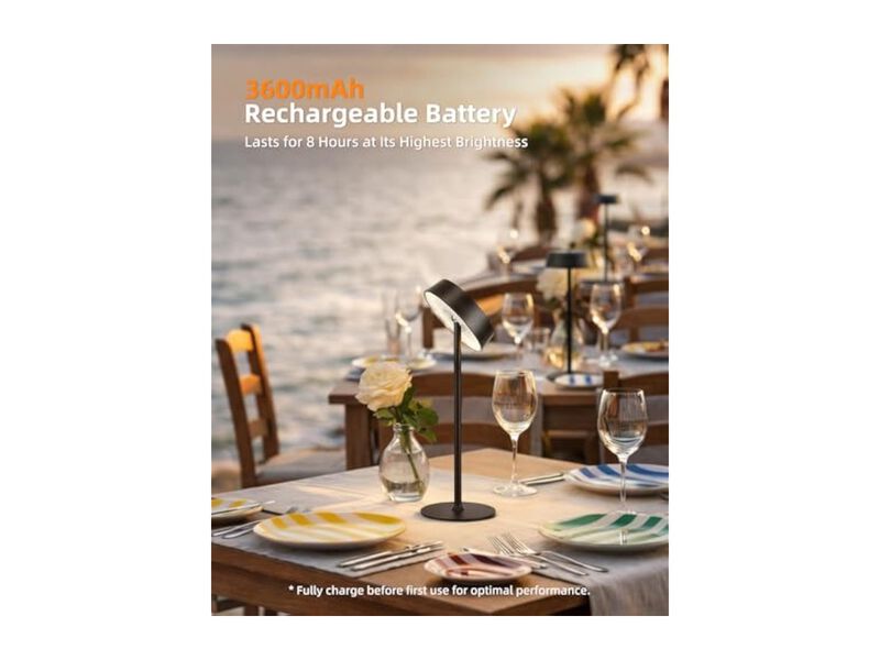 Rechargeable Cordless Waterproof 1 Pack Table Lamp For Patio Outdoor Dining Room image number 2