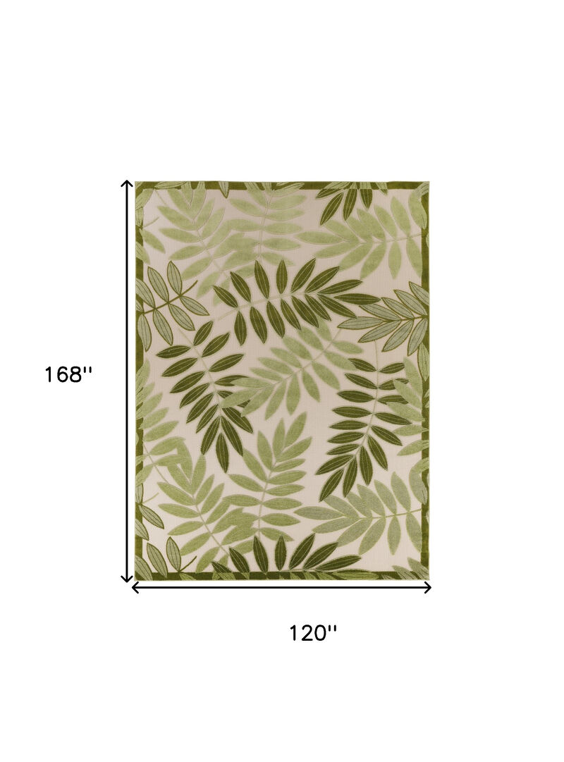 HomeRoots 10' X 14' Ivory And Green Palm Leaf Indoor Outdoor Area Rug image number 6