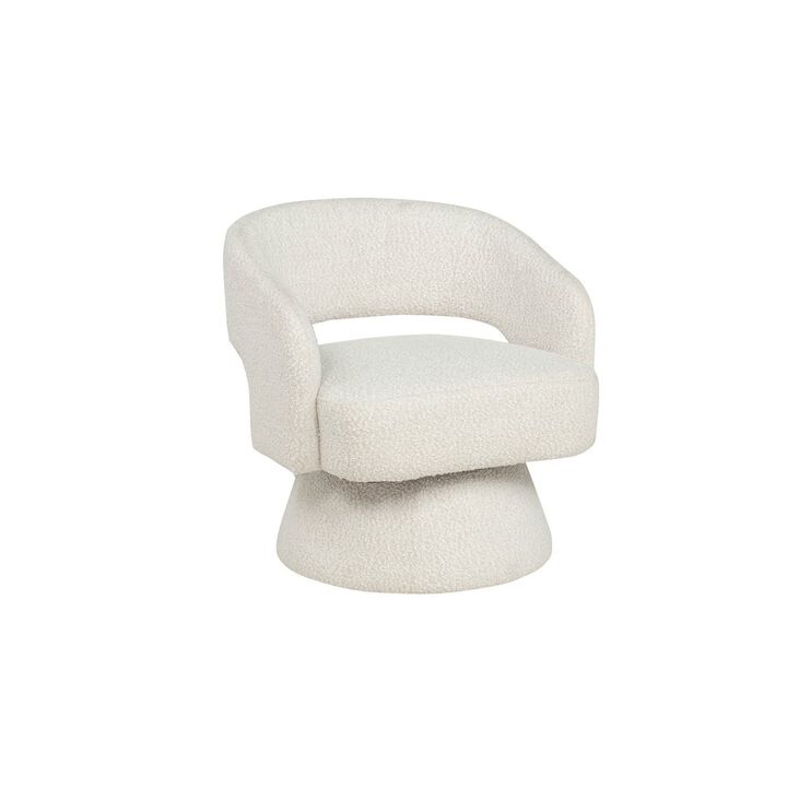 Best Quality Furniture Cream Boucle Swivel Accent Barrel Chair