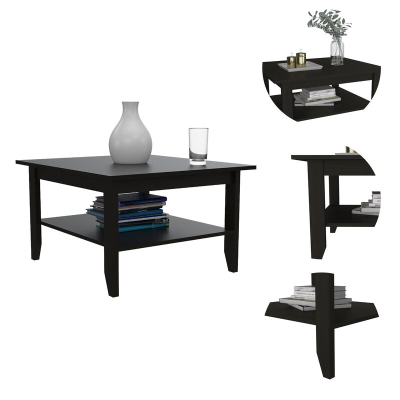 DEPOT E-SHOP Sahara Coffee Table, Four Legs, One Shelf, Black