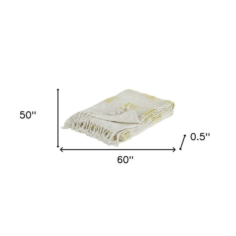 HomeRoots Yellow Woven Cotton Throw Blanket image number 2