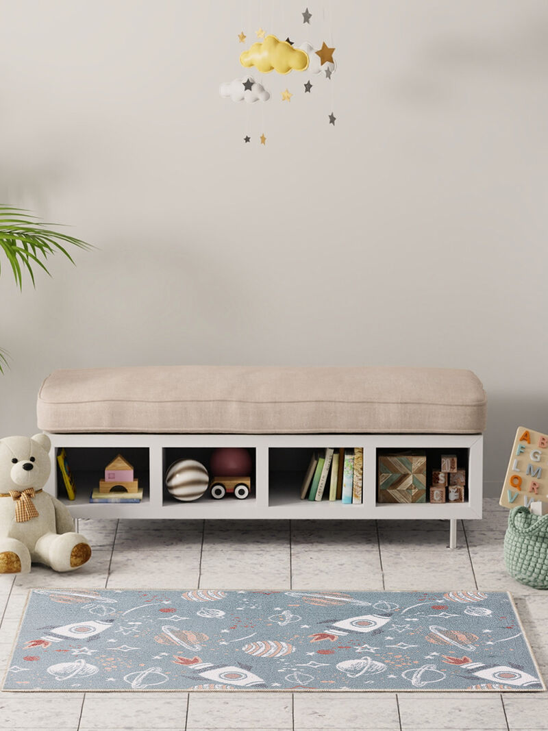 Astra Machine Washable ASW18 Turquoise/Multicolor 3'3" x 5' Rug