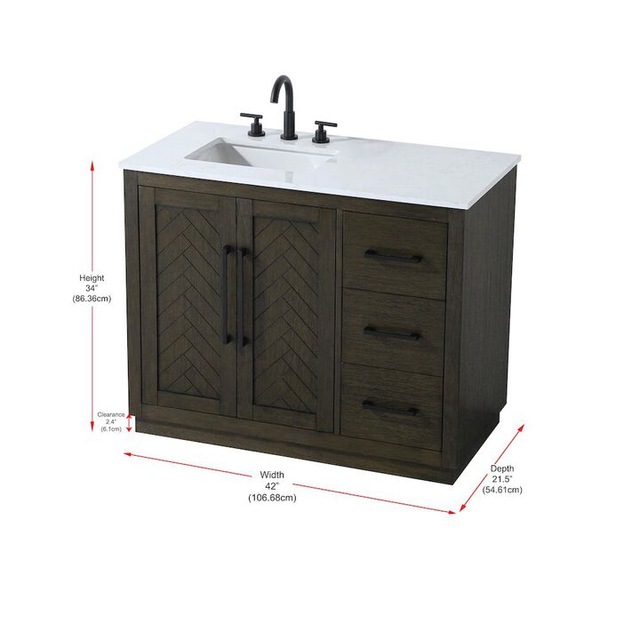 Elegant Kitchen and Bath 42 inch Single Bathroom Vanity in Chocolate Oak