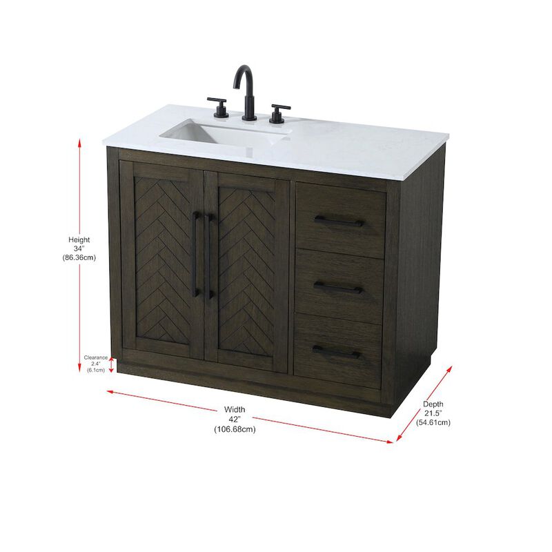 Elegant Kitchen and Bath 42 inch Single Bathroom Vanity in Chocolate Oak