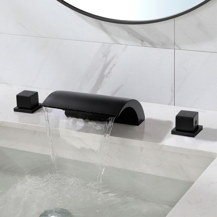 Mondawe Double Handle 8-Inch Brass Center Widespread Bathroom Faucet