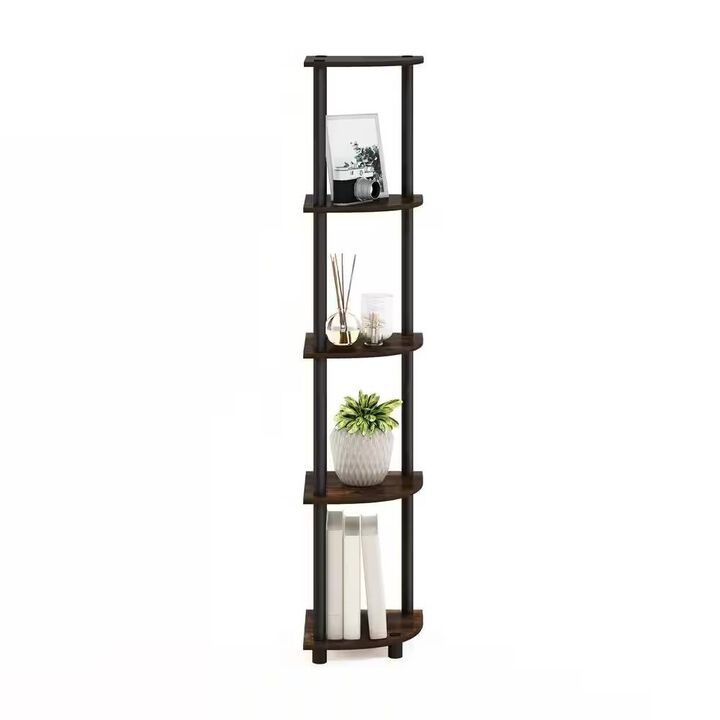 Modern Wood Corner Bookcase with 5 Shelves for Compact Room Storage
