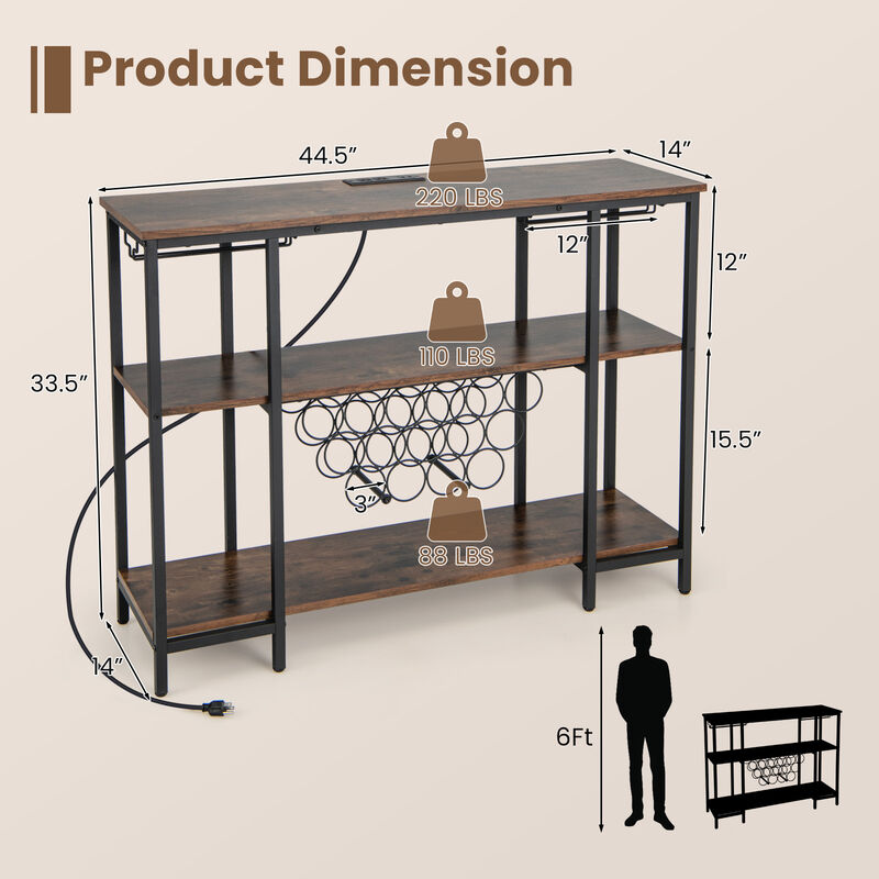 Industrial Wine Rack Wine Bar Cabinet with Storage Shelves
