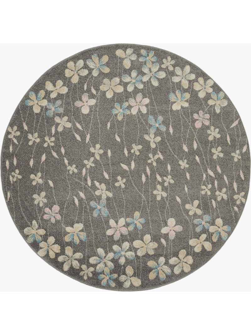 Tranquil TRA04 Gray/Beige 5'3" x Round Rug