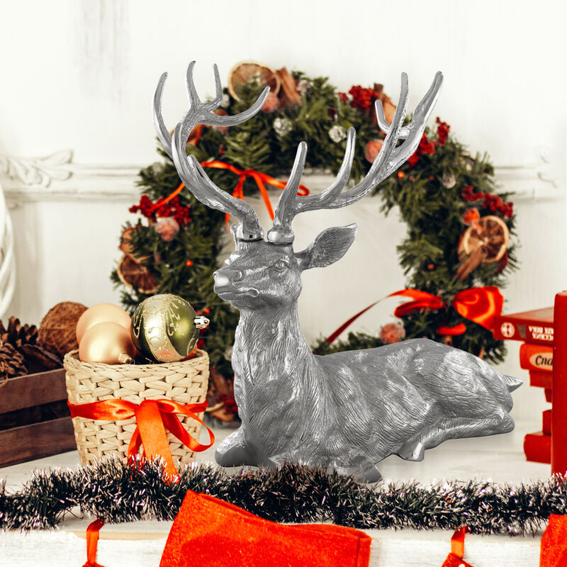 Standing Reindeer Statue Aluminum Deer Sculpture for Indoors Christmas Decor