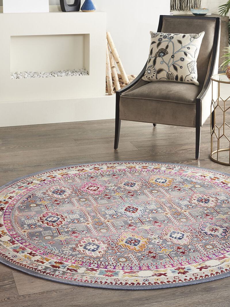 Vintage Kashan VKA05 Gray/Multicolor 6' x Round Rug