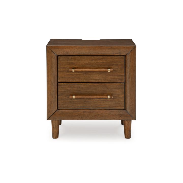 Jeyn Nightstand, 2 Drawers, Traditional Dark Brown Solid Hardwood - Benzara