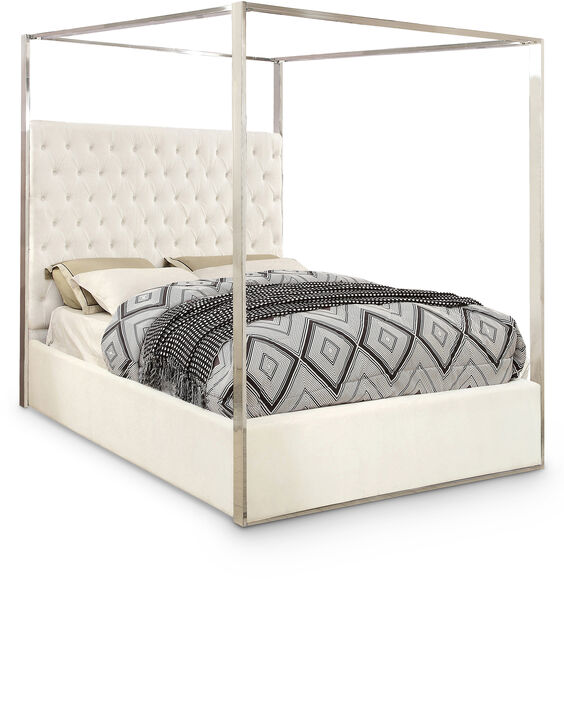 Meridian Furniture Porter White Velvet King Bed