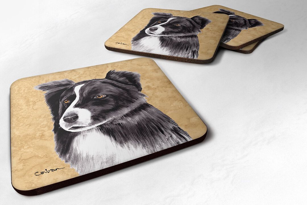 Caroline's Treasures SC9138FC Border Collie Foam Coasters (Set of 4), 3.5 H x 3.5 W, Multicolor