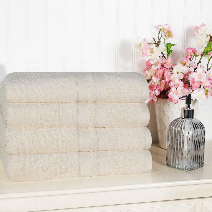 4-Piece Cotton Bath Towel Set with Ultra Soft and Absorbent Fabric