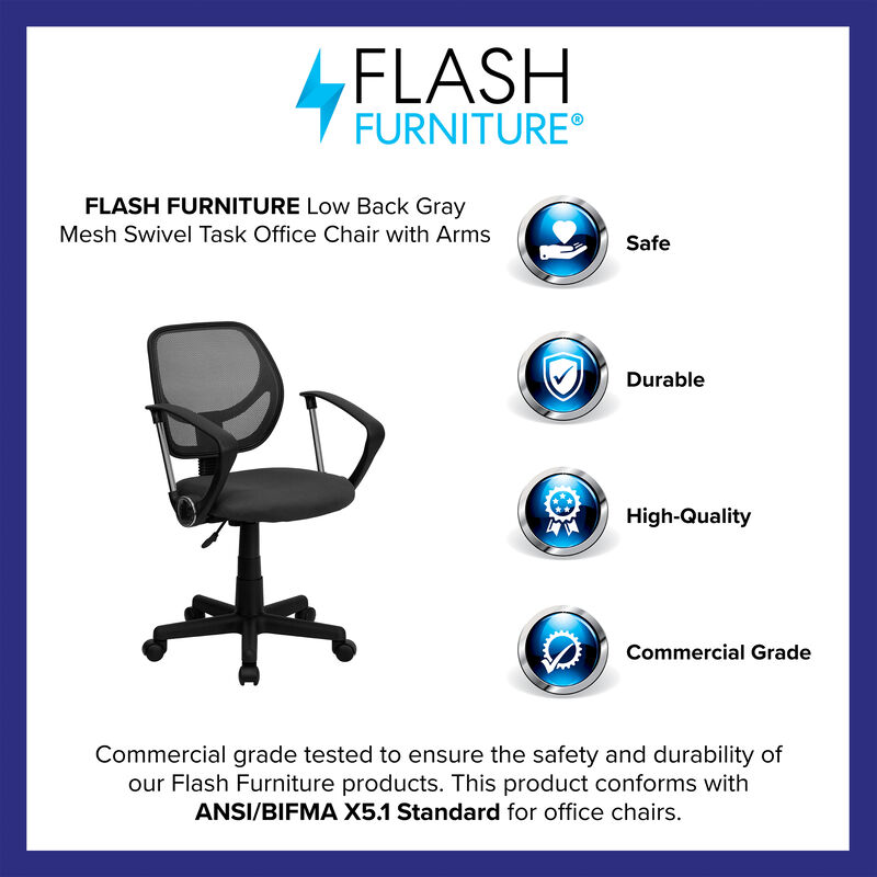 Neri Low Back   Mesh Swivel Task Office Chair with Arms image number 9