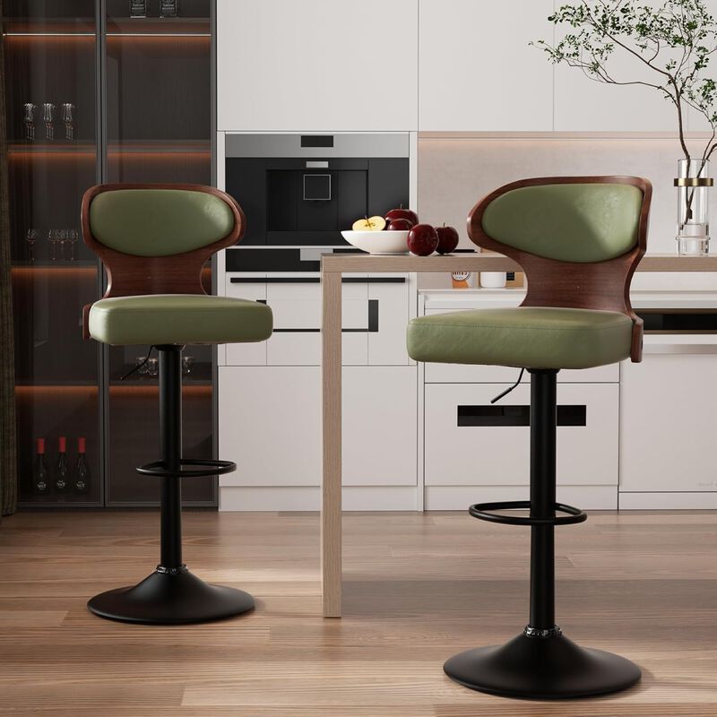 Ergonomic Modern Dual Color Steady PU Leather Bar Stool Swivel Height Adjustable Large Seat Hotel Outdoor Kitchen Counter Chair image number 1