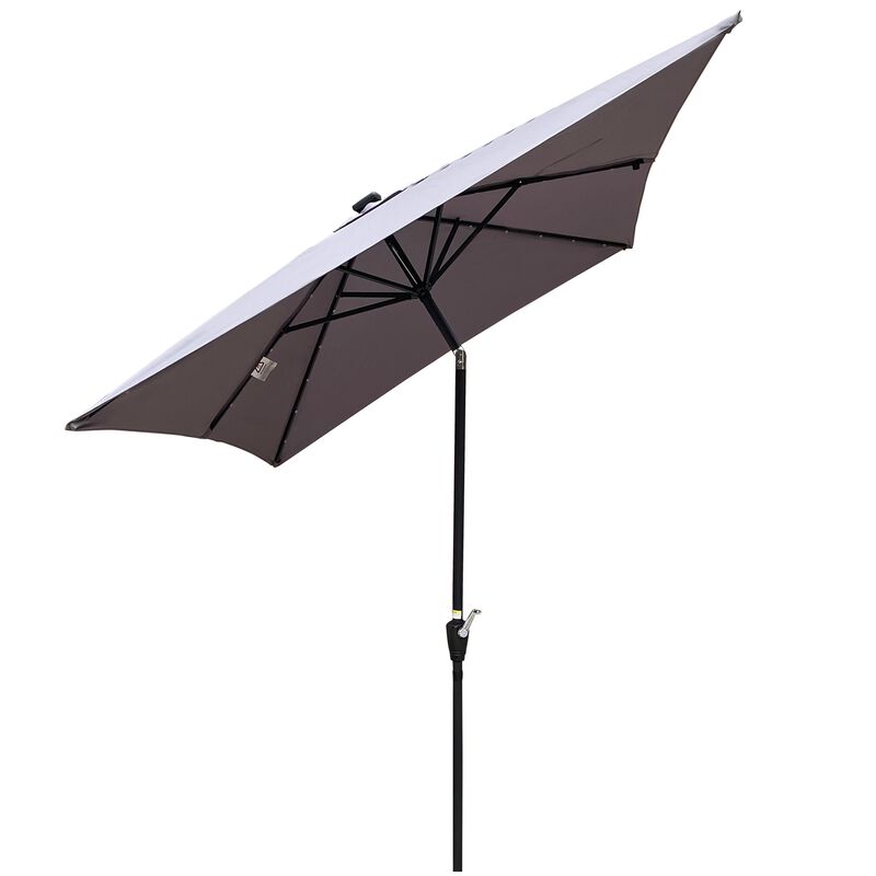 10 x 6.5t Rectangular Patio Solar LED Lighted Outdoor Umbrellas with Crank and Push Button Tilt image number 2