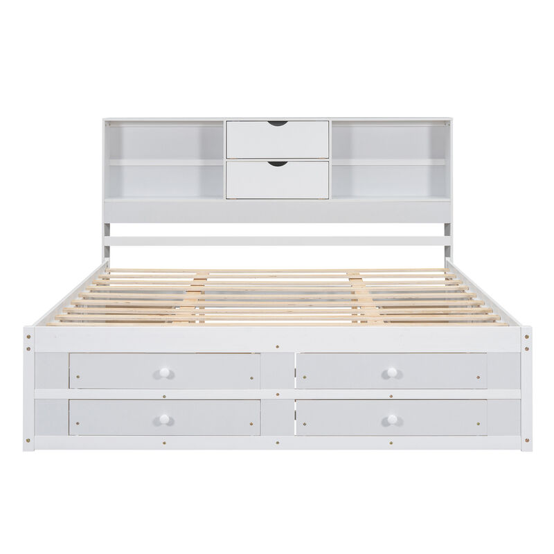 Merax Platform Bed with Storage Headboard and 8 Drawers image number 3