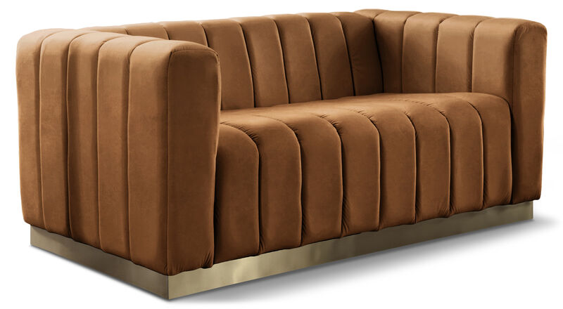 Meridian Furniture Marlon Saddle Velvet Loveseat