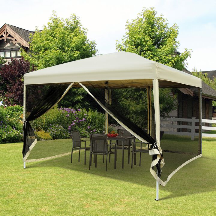 10' x 10' Pop Up Canopy Tent with Breathable Mesh Sidewalls, Easy Height Adjustable, Easy Transport Carrying Bag for Backyard Garden Patio