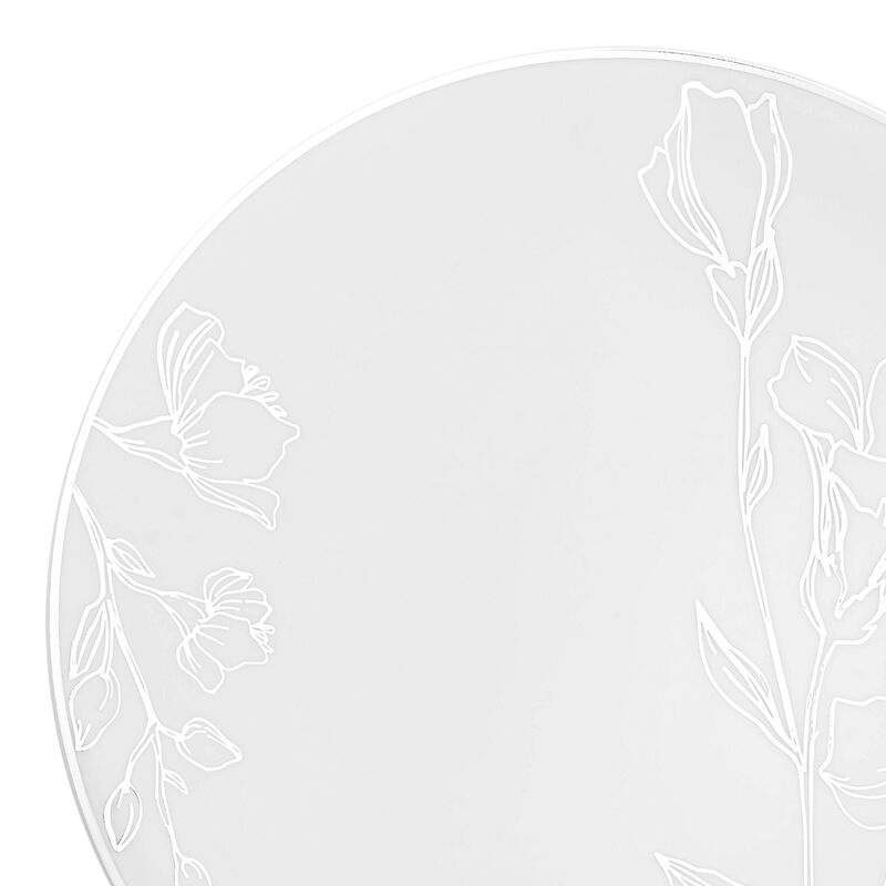 7.5" White with Silver Antique Floral Round Plastic Salad Plates (120 Plates) image number 8