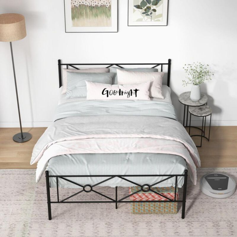 Hivvago Metal Platform Bed Frame with Headboard and Footboard