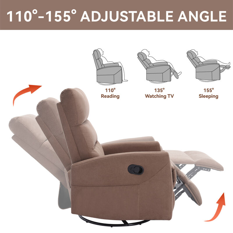 GOODSILO Manual Recliner Chair with Swivel and Rocking Function for Comfortable Living Room Seating image number 7