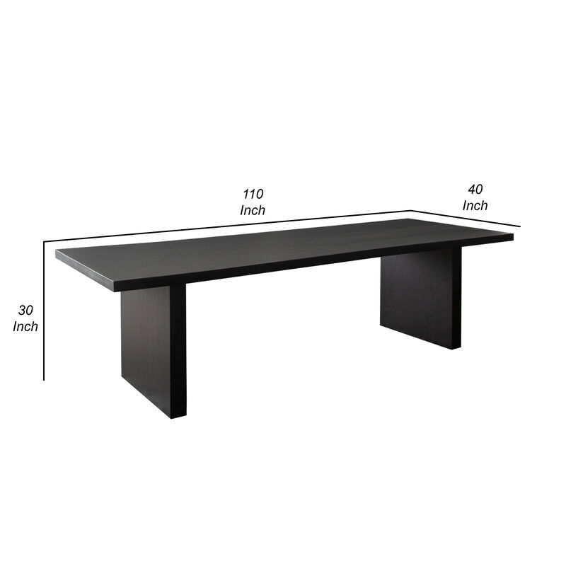 Somy Dining Table, Wide Panel Legs, Classic Black Mango Wood, 110 Inch