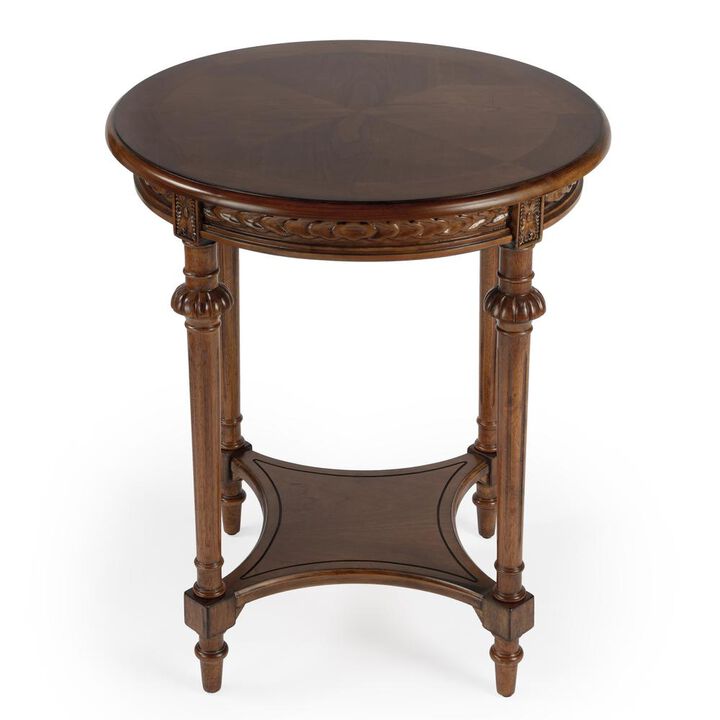 Butler Specialty Hellinger Round End Table, Medium Brown