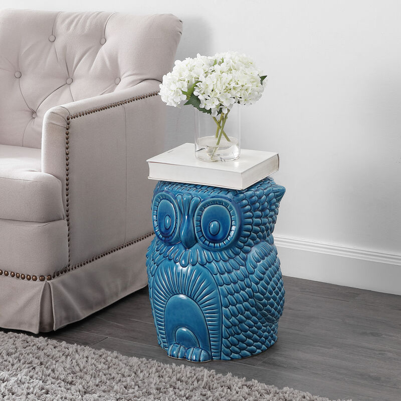 Millie 17.5" Classic Vintage Ceramic Indoor/Outdoor Owl Garden Stool